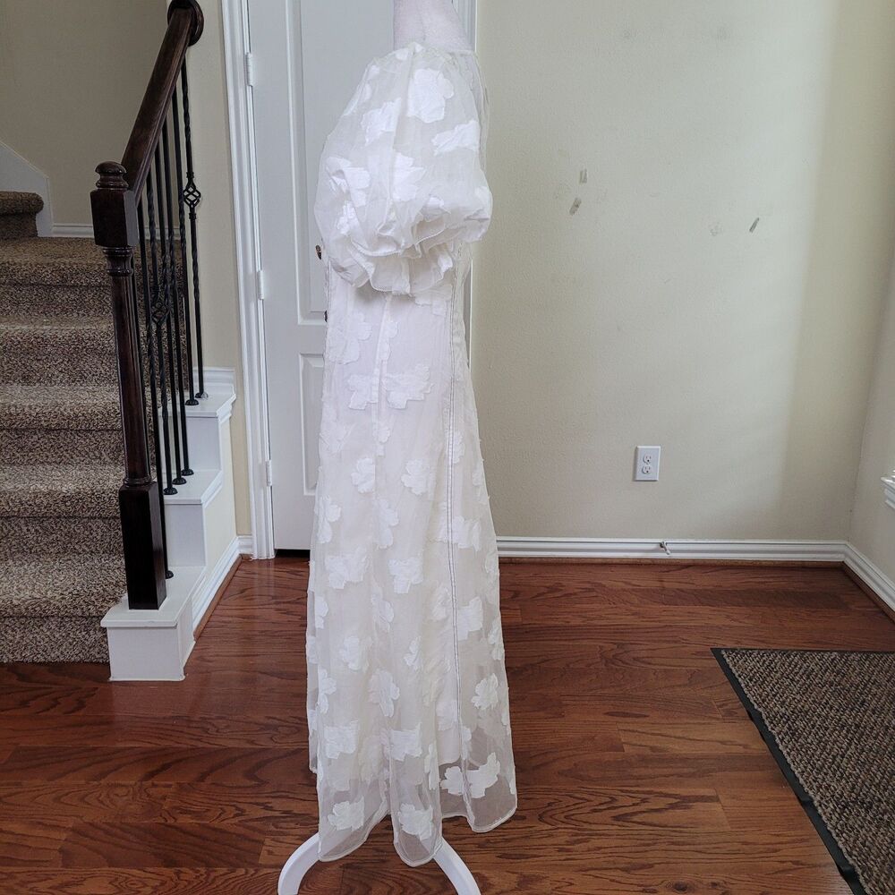 Anthropologie Let Me Be Midi Dress White Women S Puff Sleeve Bridal Graduation - Picture 7 of 17